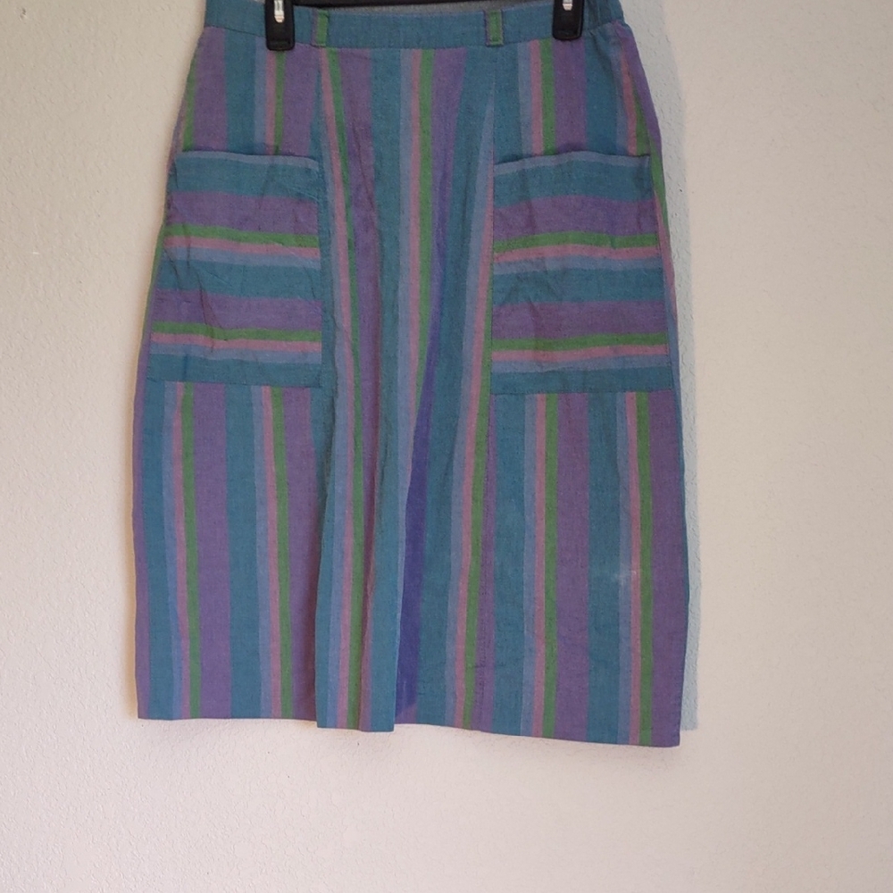 Vintage Multicolor Patch-Pocket Midi Skirt
